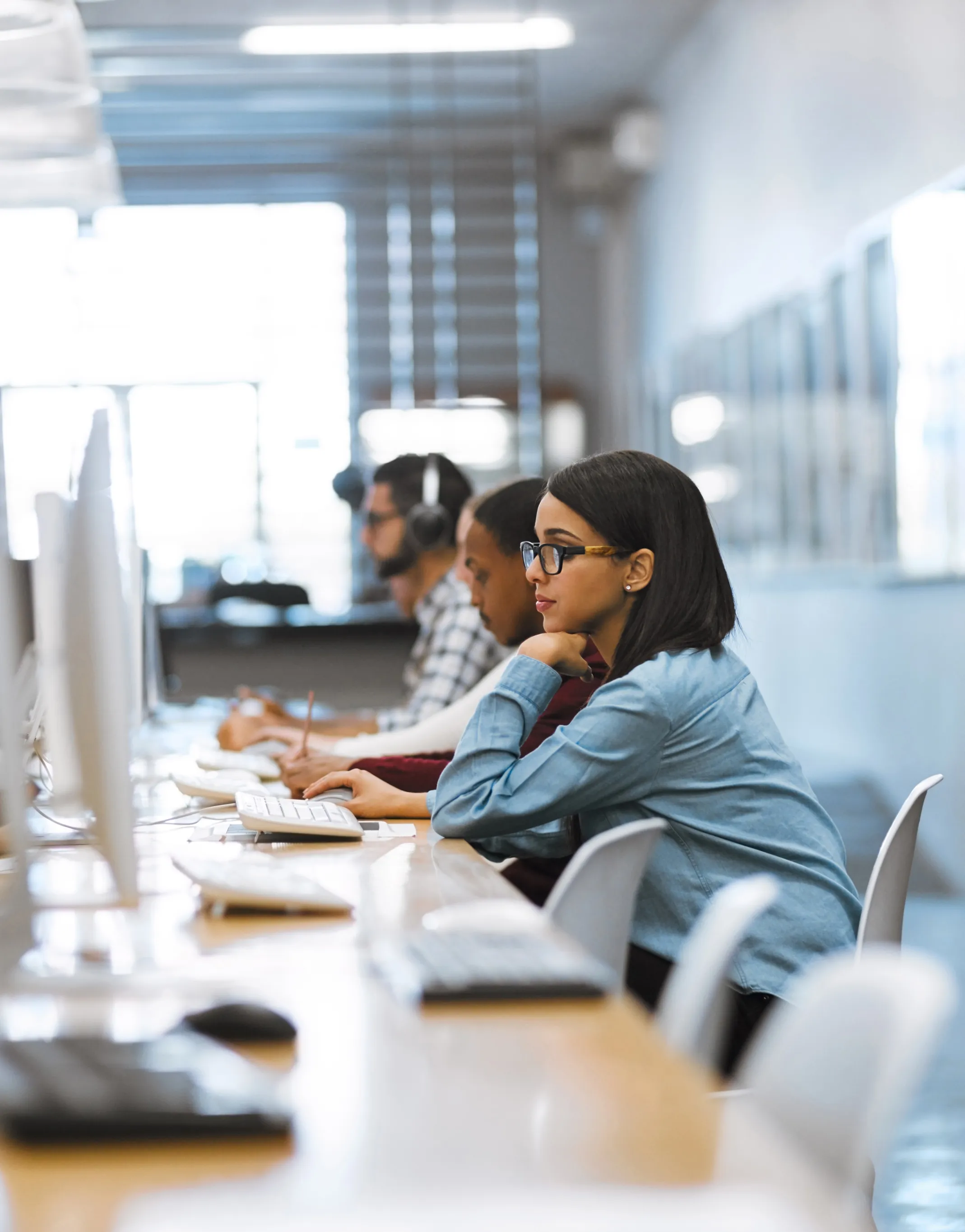 Office workers at computers